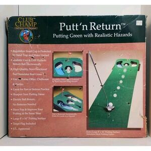 Club Champ Putt N' Return Automatic System 8' Long Putting Green & Hazards NEW